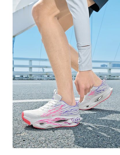 Men Women Ultra Light Carbon Plate Running Shoes Breathable Mesh Upper Soft Midsole Rubber Outsole for Running Training Sneakers