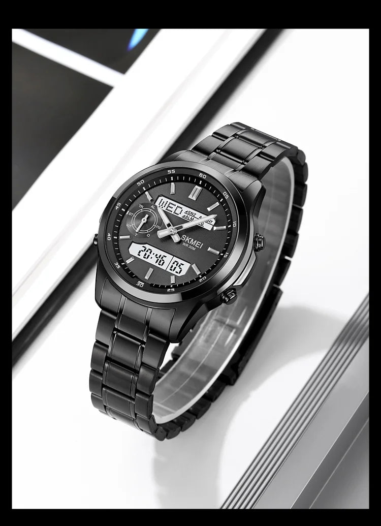SKMEI 2284 Business Men's Electronic Multifunctional Dual Display Sports Waterproof Luminous Luxury Watch Digital Watch Reloj