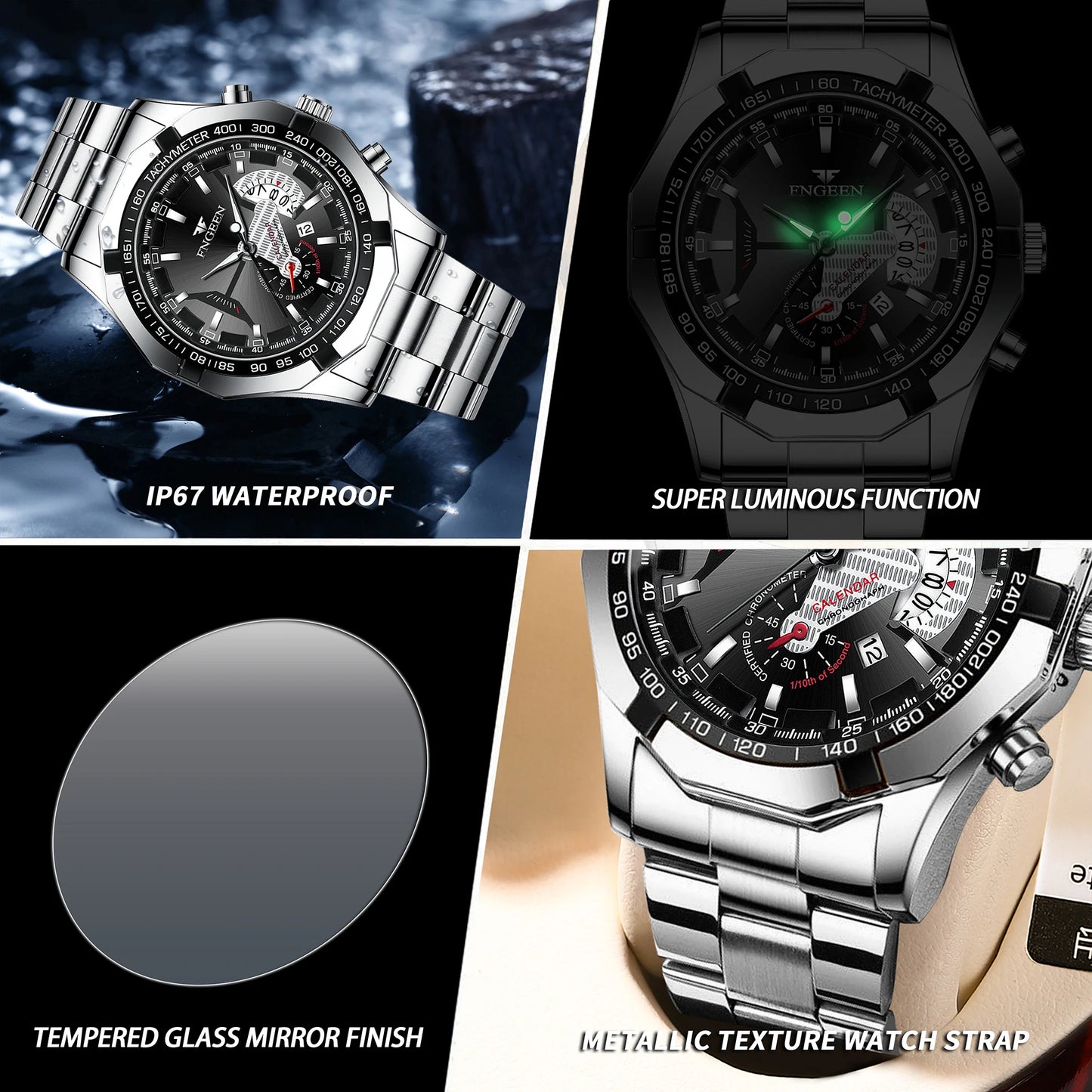 BINBOND Orginal Quartz Wristwatches For Men Luxury Luminous Waterproof Auto Date Men's Watch Stainless Steel Reloj Free Ship