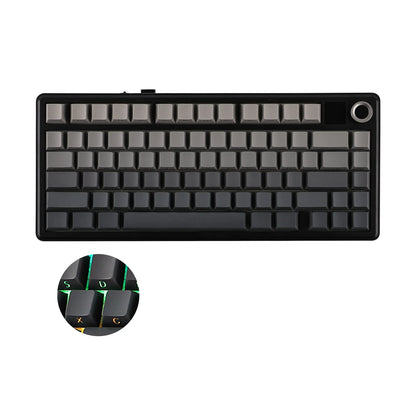 Teclado mecânico sem fios EPOMAKER X AULA F75 MAX Compact 75% ANSI Layout com ligação com fios/Bluetooth/2.4GHz, ecrã TFT e botão rotativo