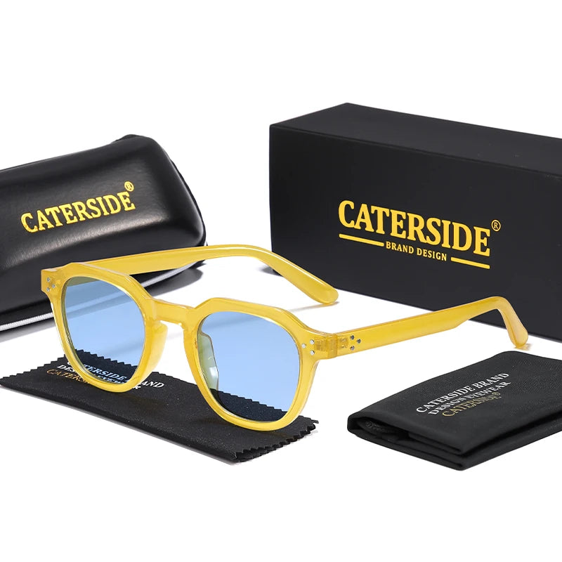 CATERSIDE Retro Polarized Sunglasses Men Ultralight TR90 Frame Polygon Women Sun Glasses Outdoor High Quality Travel  Eyewear