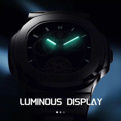 LIGE Watch For Man Luxury Business Waterproof Luminous Mechanical Watches Fashion Moon Phase Automatic Movement Men's Watches