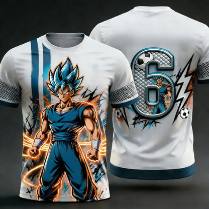 2026 Summer New Adult Men's Dragon Ball Goku 3D Printed Special Football Jersey Numbers 1 To 10 Kids Anime T-Shirt Unisex Y2k