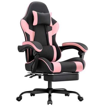 Ergonomic Gaming Chair with Lumbar Support, Adjustable Office Chair, Breathable PU Leather Computer Chair with Footrest & Reclining Backrest