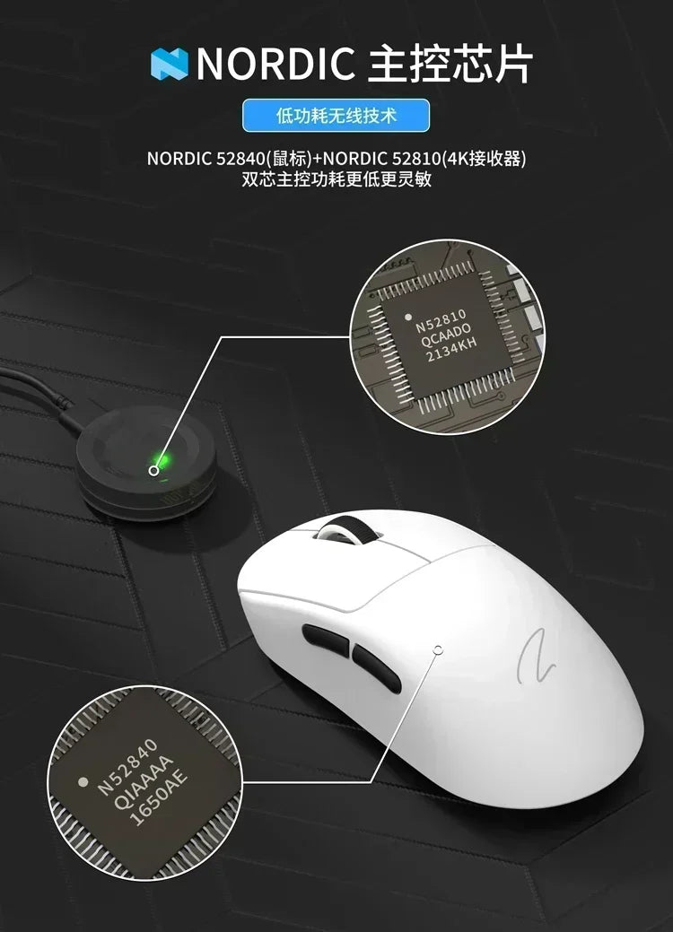 Zaopin Z2 Wireless Gaming Mouse 3-Mode PAW3395 4K Polling Rate Lightweight Esports Mouse for PC, Laptop & Gaming