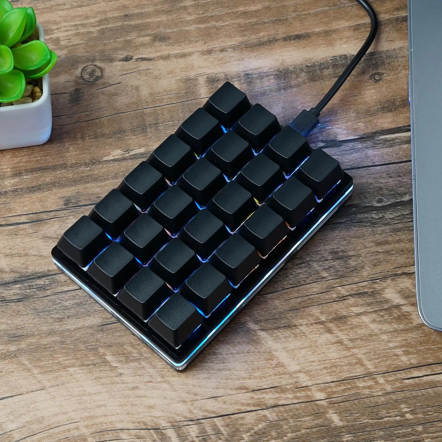 Mini teclado mecânico USB personalizado de 24 teclas preto/branco para gaming, Sayo Device, teclado programável de atalhos com teclas macro