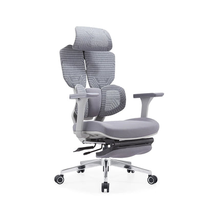 Chaise de bureau ergonomique au design moderne avec dossier haut en maille, pivotante, réglable, en maille, nouvelle arrivée avec repose-pieds