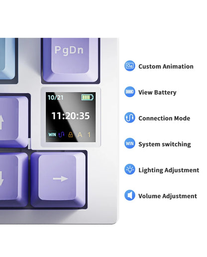 Teclado mecânico gaming AJAZZ AK820 Pro com fios e sem fios, tri-modo, retroiluminação RGB, switches hot-swappable, layout compacto 70%, PC/Mac