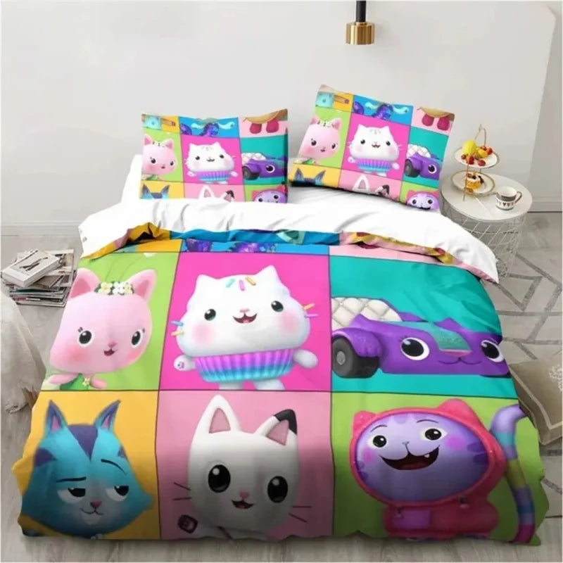 Gabbys Doll house 3D Printed Duvet Case Pillowcase Bedding Set Twin Full King for Kids Adults Bedroom