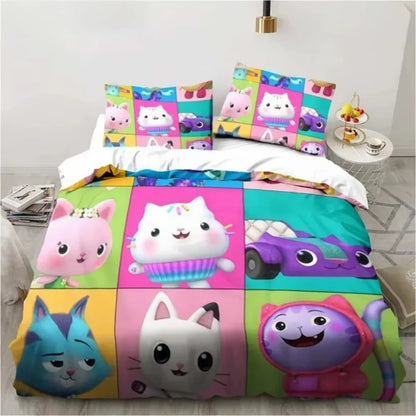 Gabbys Doll house 3D Printed Duvet Case Pillowcase Bedding Set Twin Full King for Kids Adults Bedroom