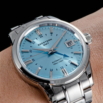 SEESTERN Men's Automatic Mechanical Wristwatch NH34 GMT Movement 10bar Waterproof Domed Sapphire Crystal Watch Limited S446 New