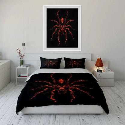 Red Spider Textured Artwork Pattern Duvet Cover Set Digital Print Colorful Polyester Bedding with Zipper Closur for kids gifts
