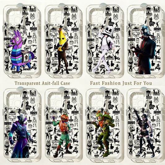 Hot Game F-Fortnites Phone Case for IPhone 17e 17 16 16e 15 14 13 12 11 Mini Pro Max X XR XSMax 7 8 Air Plus Clear Back Cover