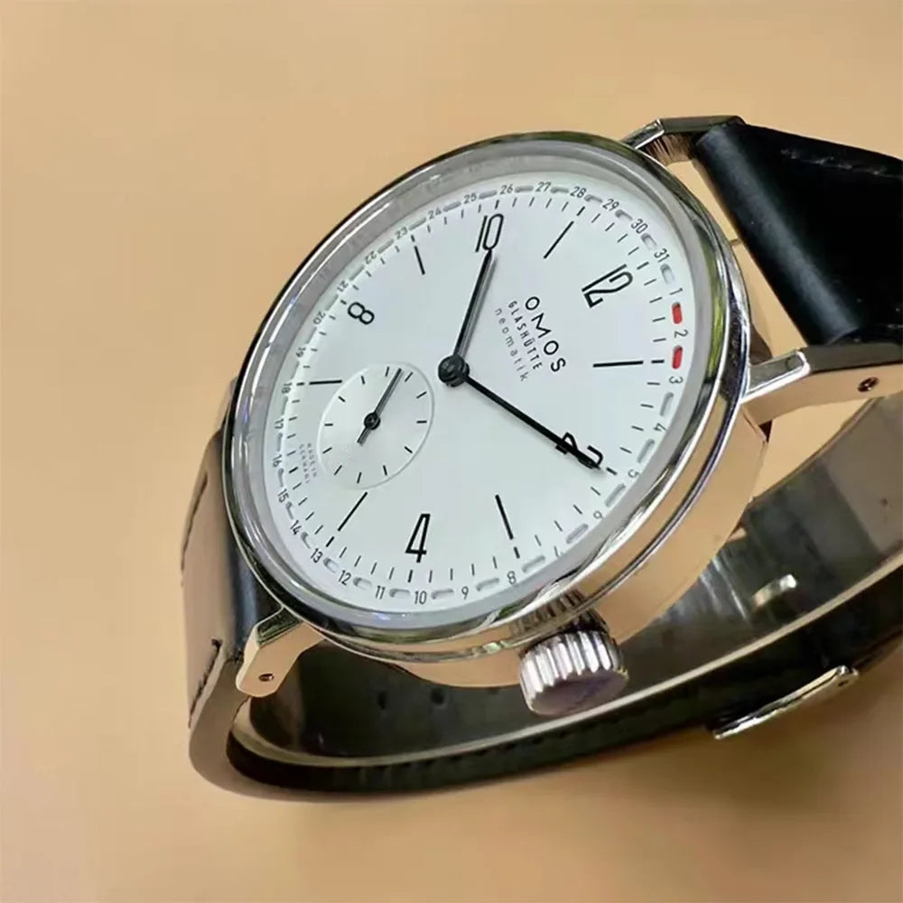 Men's 38mm automatic mechanical watch, compatible with Sea-Gull ST1731 movement, featuring a calendar, water resistance, and a t