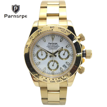 39mm Watch Quartz for Men Luxury Chronograph Fashion Sapphire Trendy Stylish Sports Mens Steel Band Wrist Watches