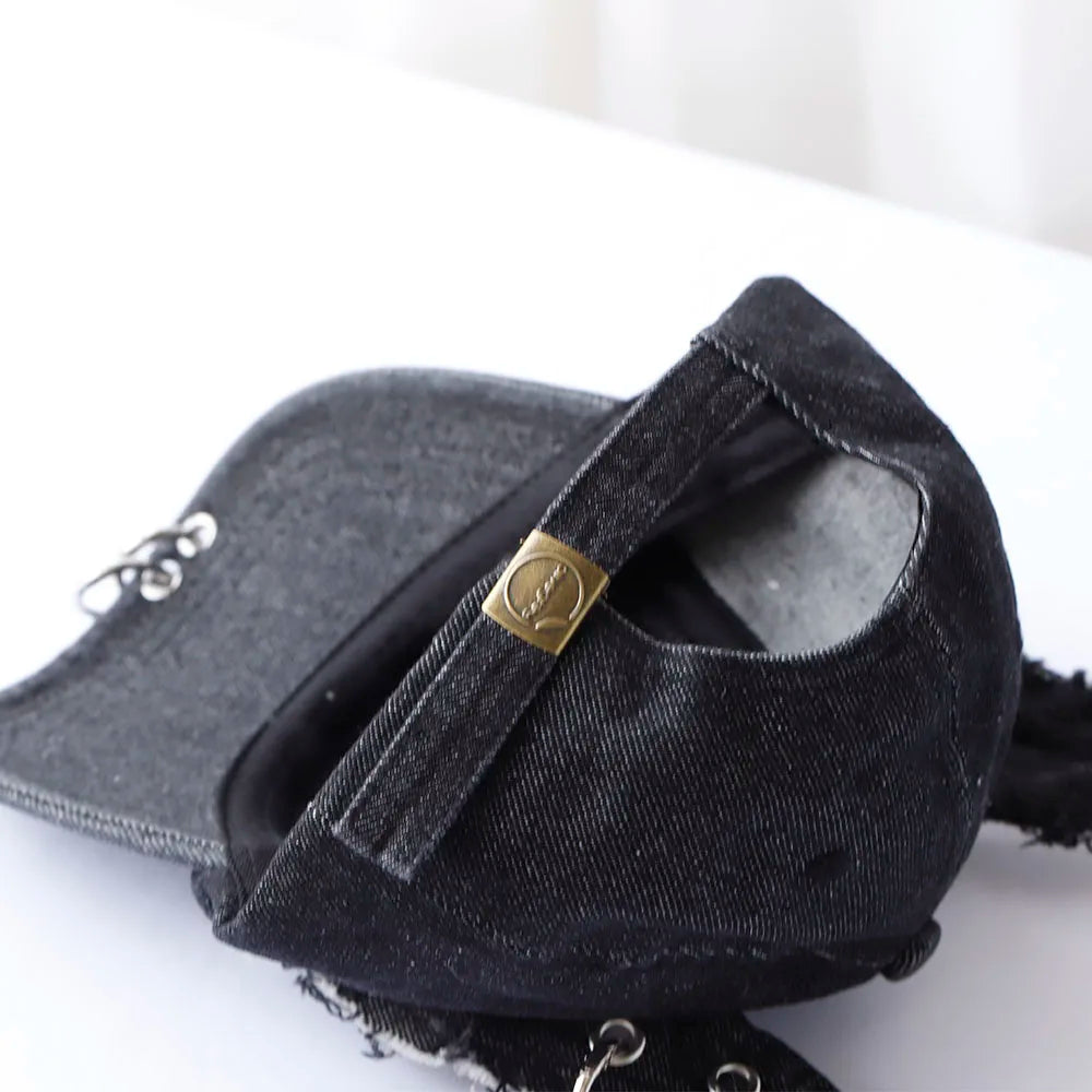 y2k Hot Girl Graffiti Jeans Rabbit Ears Cowboy Baseball Hat Wash Graffiti Hip Hop Cap Women Men Party Team Baseball Cap