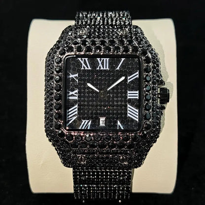 Hot UNIGUET Men's Square Watch Luxury Hip Hop Diamond Jewelry Waterproof Stainless Steel Quartz Wristwatch Fashion Man Accessory