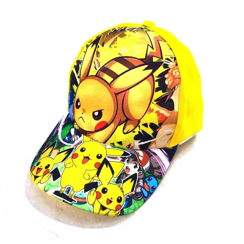 Czapka baseballowa z nadrukiem Pikachu z anime „Pokémon Go”, wykonana z poliestru, z daszkiem w stylu kreskówkowym, do przebierania się dla dzieci, jako dekoracja lub prezent urodzinowy