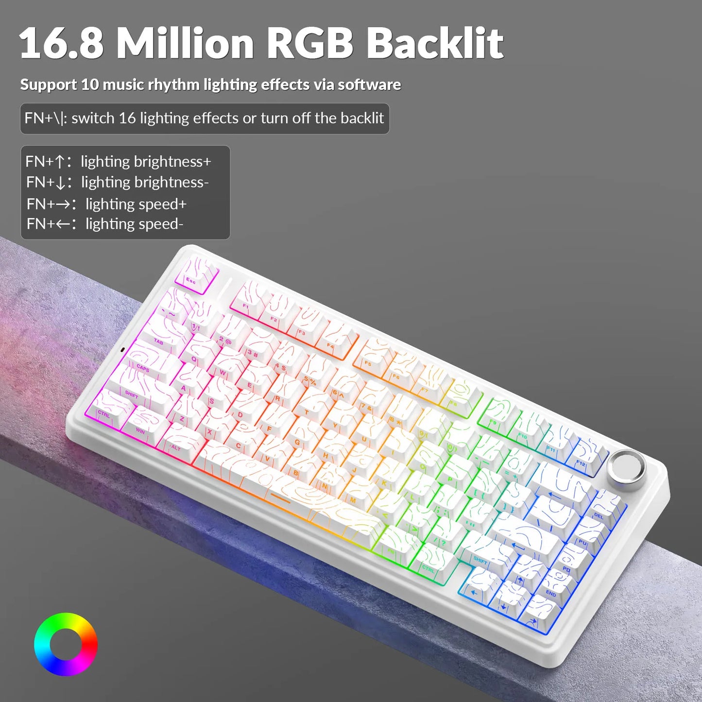 Teclado Mecânico Gaming Sem Fios AULA F75 Pro com Montagem Gasket, RGB Personalizado, Layout 75% e Teclas PBT com Gravação Lateral