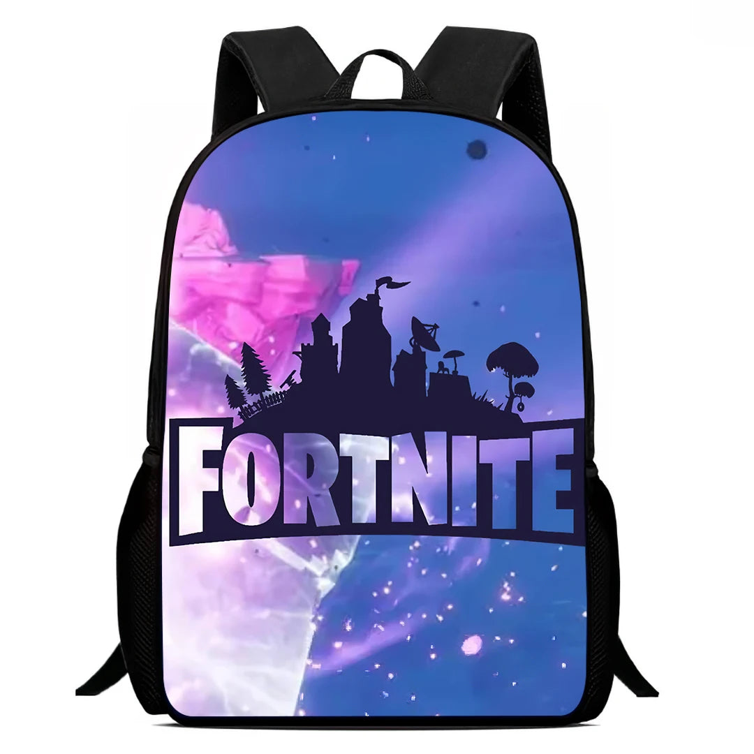 Fortnite 15 tommer tegneserie-skolerygsæk til børn, drenge og piger, cool gaming-print, let og rummelig rygsæk, egnet til alderen 5-8