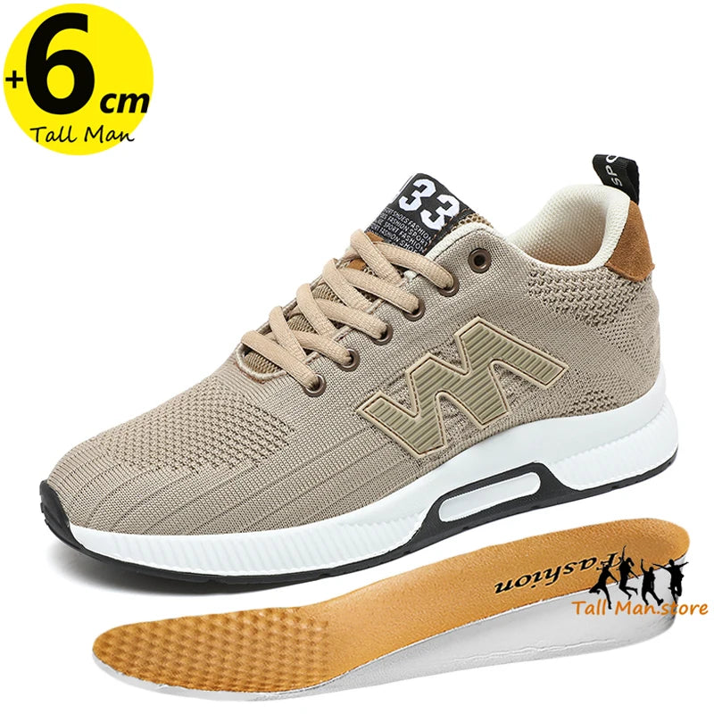 Chunky Sneakers Men  Elevator Lift Height Increase  Insole 6cm  Sports Plus Size 37-46
