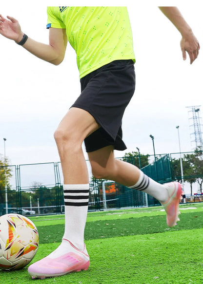 Men Football Boots Futsal Ultralight Soccer Shoes Training TF Match Long Spikes Breathable Indoor Sneakers Cleats Drop Shipping
