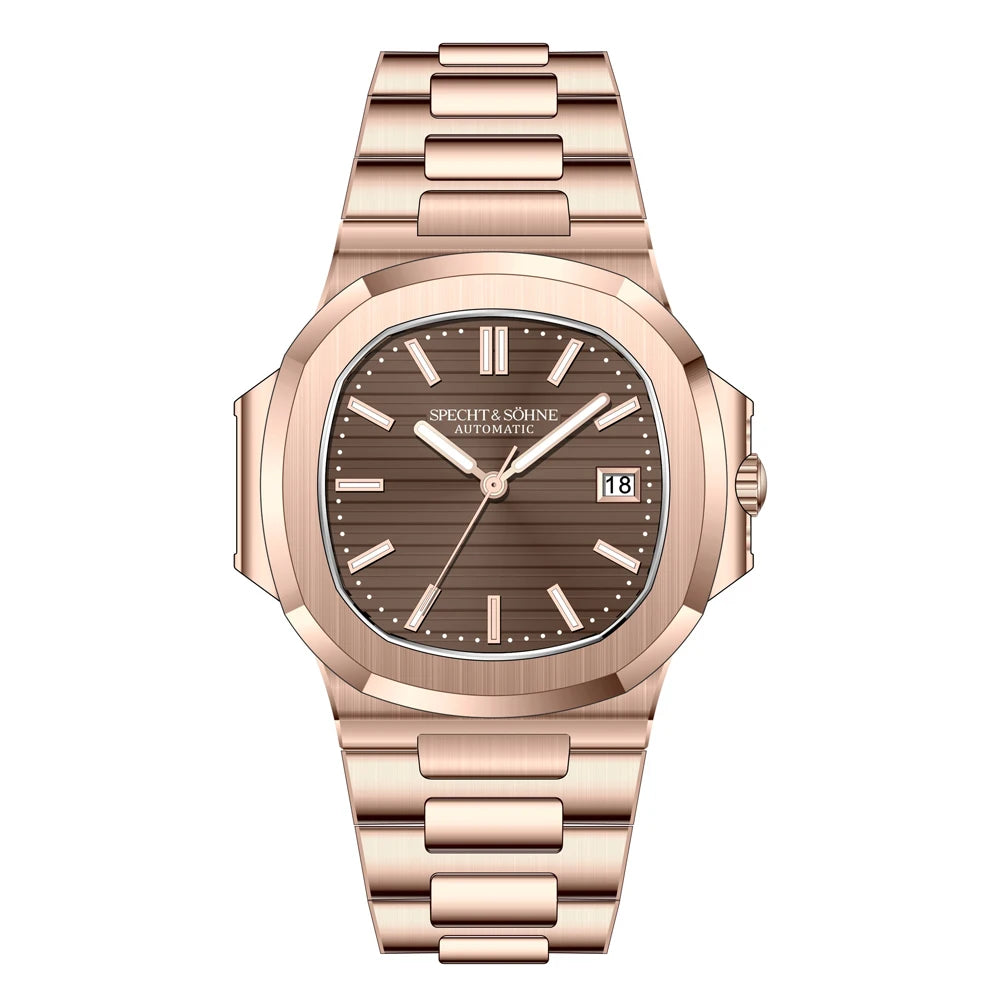 New Specht&Sohne Men's Watches Mechanical Watch Japan Miyota 8215 Movt Rose Gold Stainless Steel Classic 5711 Watch Waterproof