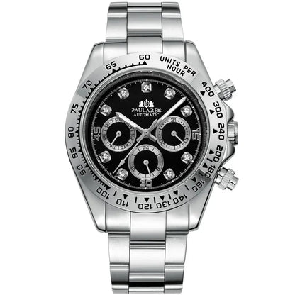 Automatic Mens Watch Mechanical Self Wind Movement Gold Black Stainless Steel Diamonds Stone Sports Luxury Fashion Watches