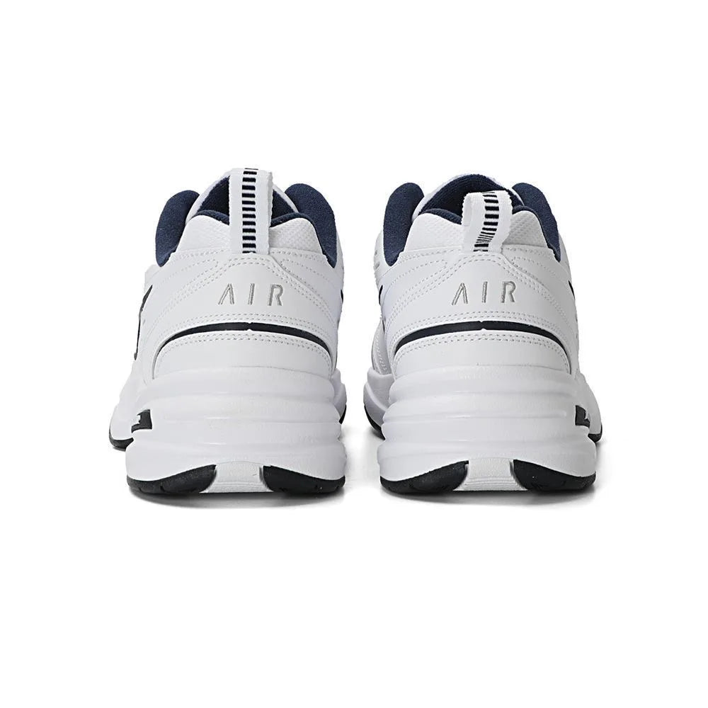 Nike Air Monarch 4 Бял, тъмносин, плат, кожа, ретро, класически, неплъзгащи се, ниски мъжки обувки в стил „Dad Shoes“, сини и бели, 415445-102
