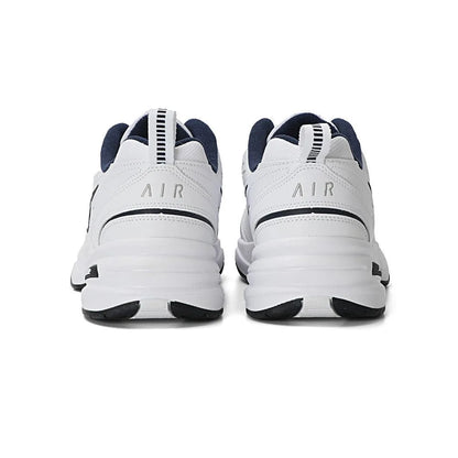 Nike Air Monarch 4 Бял, тъмносин, плат, кожа, ретро, класически, неплъзгащи се, ниски мъжки обувки в стил „Dad Shoes“, сини и бели, 415445-102