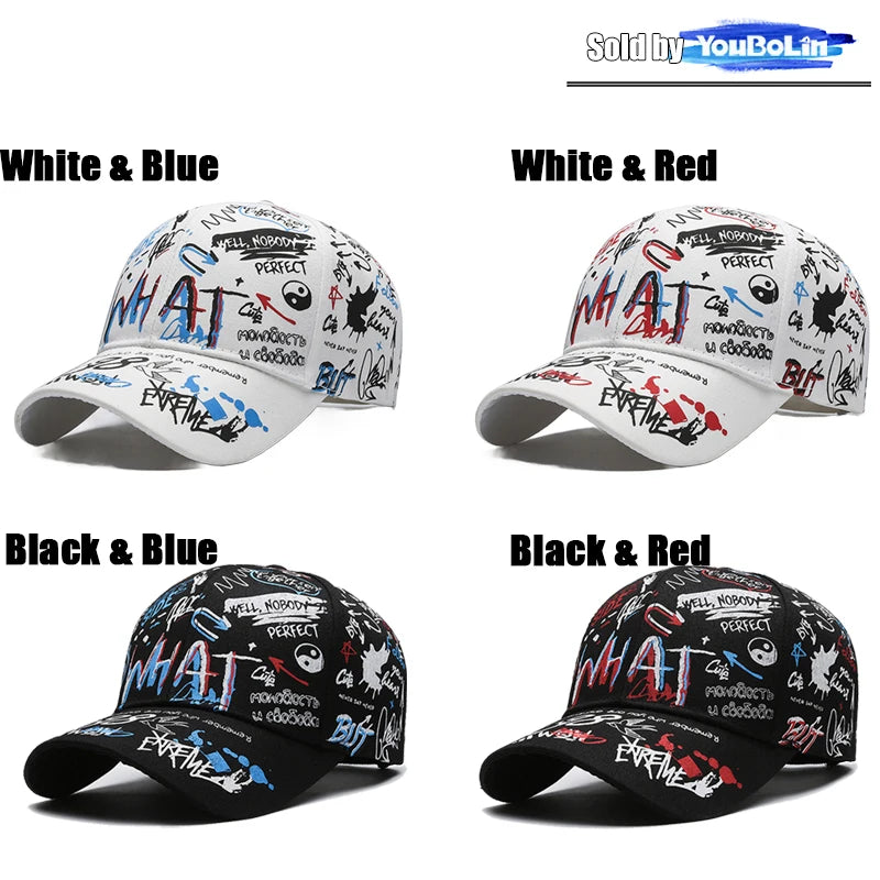 Graffiti Baseball Cap for Men Women – Cotton Adjustable Hat Street Style Snapback