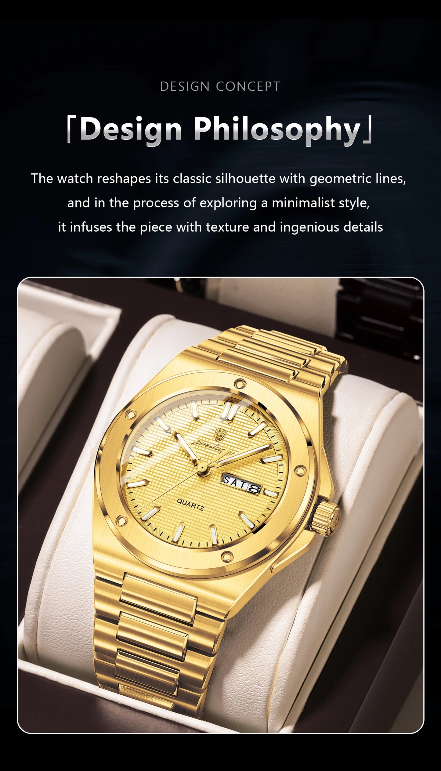 POEDAGAR Business Men Clock Date Week Stainless Steel Luxury Man Wristwatch Waterproof Luminous Sport Quartz Men's Watches Reloj