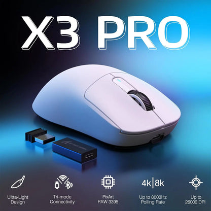 Attack Shark X3Pro kabellose Bluetooth-Gaming-Maus, optische Maus mit PixArt PAW3395 und 26000dpi, Tri-Mode-Verbindung, Makro-Gaming-Maus