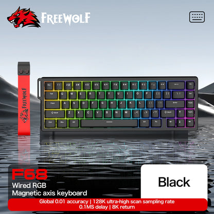Magnetic Switch Gaming Keyboard Attack Shark X68HE And FreeWolf F68/F68Pro 8K Wired 1K Wireless RGB Rapid Trigger Hall Effect