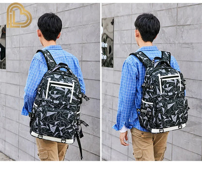 Yule Trooper F-Fortnited Battle Royale Backpack with USB Charging Anime Figures Study Stationery Compartment Students Mochila