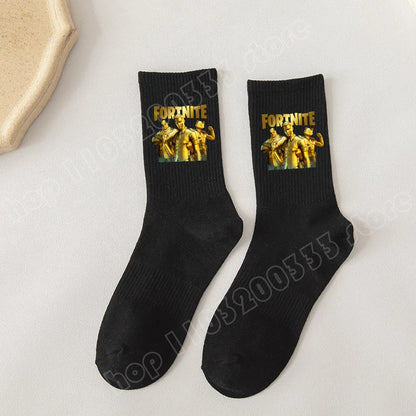 Fortnite Socks Cartoon Game Character Long Sock for Kids tudents in Spring and Autumn Solid Color Cotton Socks Birthday Gifts