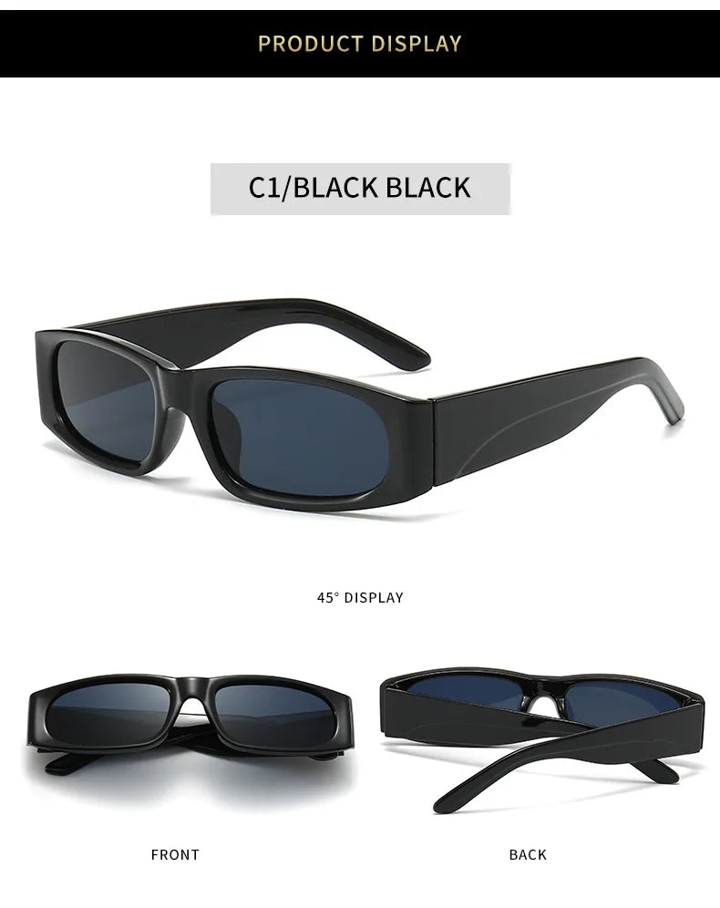 Hiphop Style Narrow Frame Black Sunglasses Men's Retro Effortless Orange Sunglasses UV400