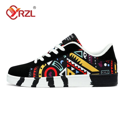 Pánské sportovní běžecké boty YRZL z plátna s geometrickým stylem, šněrovací tenisky pro páry, módní skate boty pro muže s graffiti potiskem