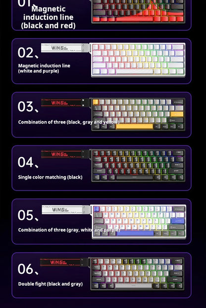 Teclado Mecânico Personalizado AULA WIN60 HE com Ligação com Fio, Eixo Magnético RT para E-sports, Taxa de Polling 8K