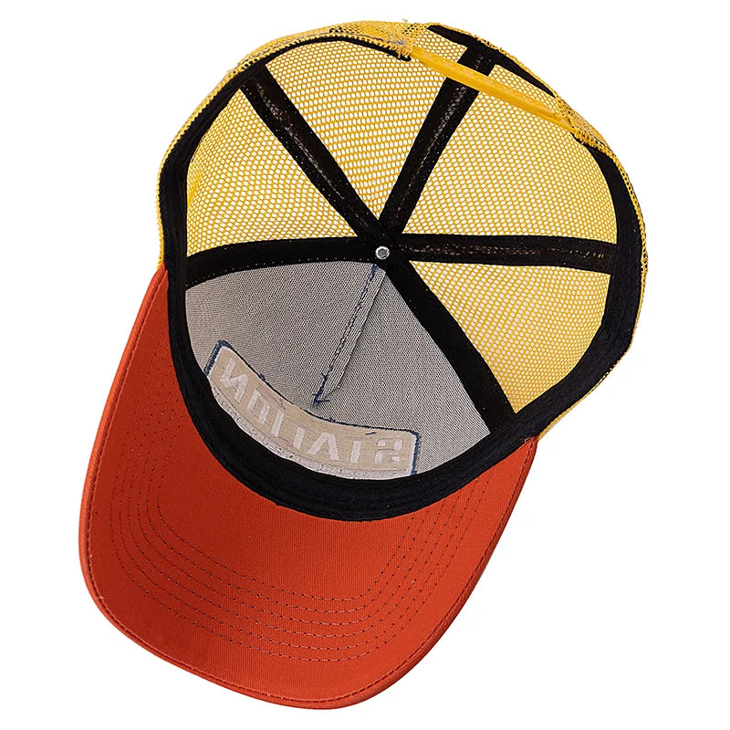 Unisex Baseball Cap Classic STATION Letter Pattern Mesh Cap Men And Women Breathable Streetwear Summer Trucker Hat