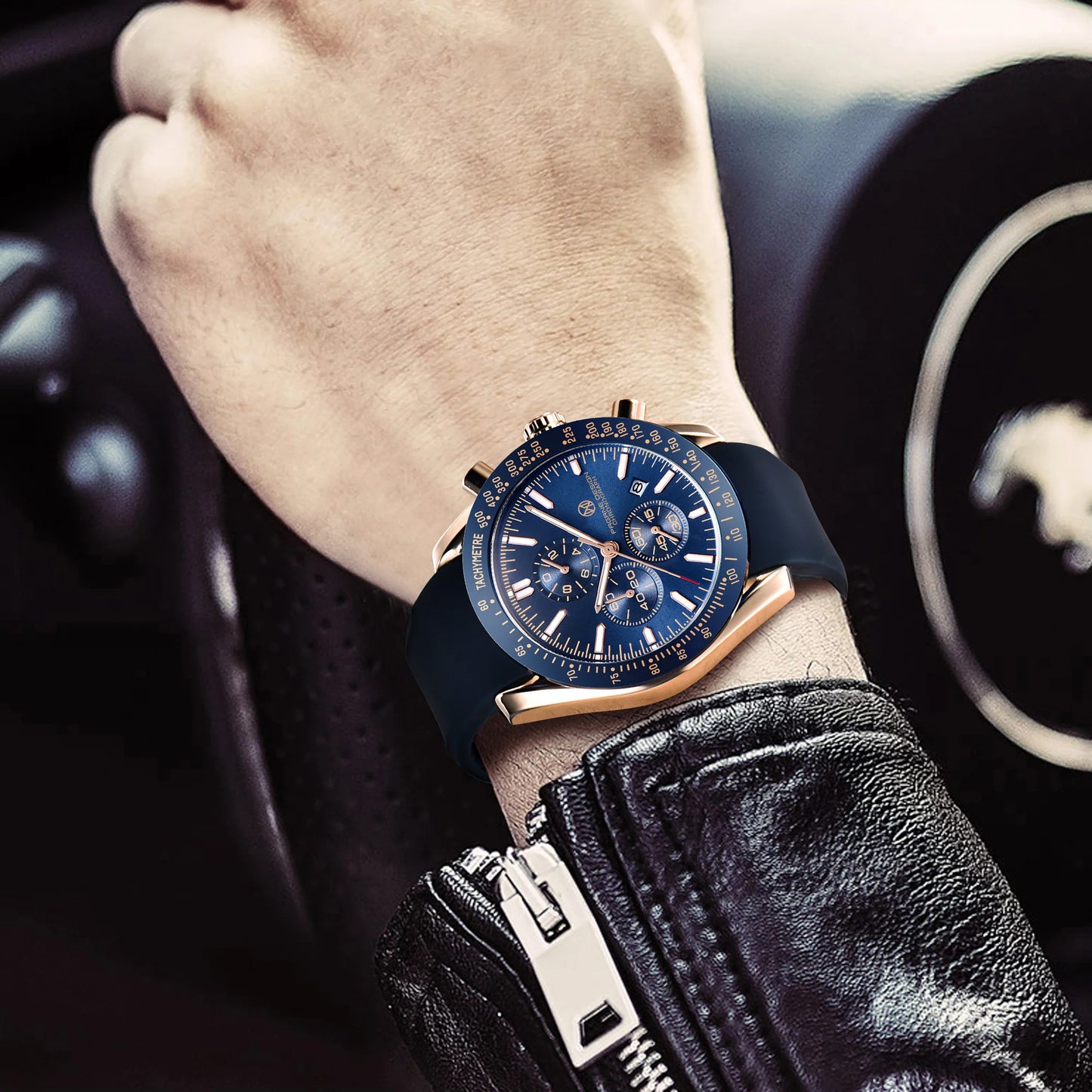 PAGANI DESIGN New 45mm Men Quartz Watch Rubber Belt Men's Luxury Watch Fashion Casual Sports Male Clock Relogio Maasculino