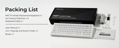 Teclado mecânico XVX M67 JadeStone com teclas IMD-Tech, hot-swappable, gasket, tri-mode, RGB personalizado, sem fios, 65%