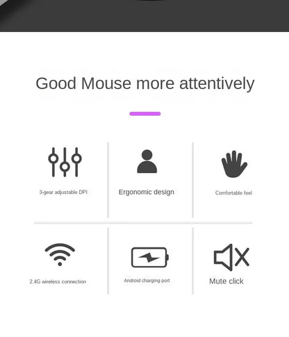 BTS-908 Ergonomic Wireless Mouse, Rechargeable Vertical Wireless Mouse with 2.4GHz USB Receiver, 1600 DPI Adjustable, 6-Button Ergonomic Mouse for Office & Laptop
