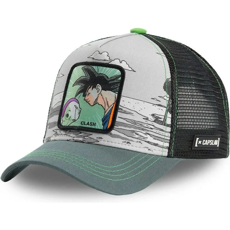 Dragon Ball Buu Goku sapka Nyári utazós csúcsos sapka Férfi hímzett hip-hop stílusú napellenzős állítható trucker hálós sapka