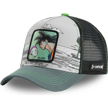 Dragon Ball Buu Goku sapka Nyári utazós csúcsos sapka Férfi hímzett hip-hop stílusú napellenzős állítható trucker hálós sapka