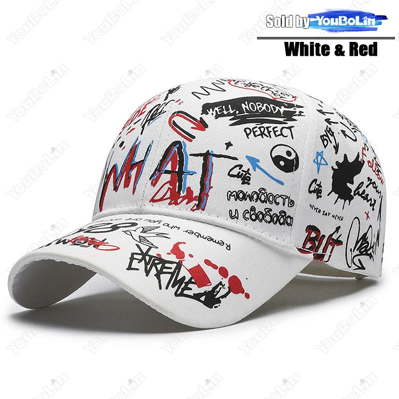 Graffiti Baseball Cap for Men Women – Cotton Adjustable Hat Street Style Snapback