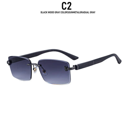 2026 Wooden Rimless Sunglasses Women Trendy Retro UV400 Protection Square Sunglass Men Brand Design Fashion Glasses Dropshipping