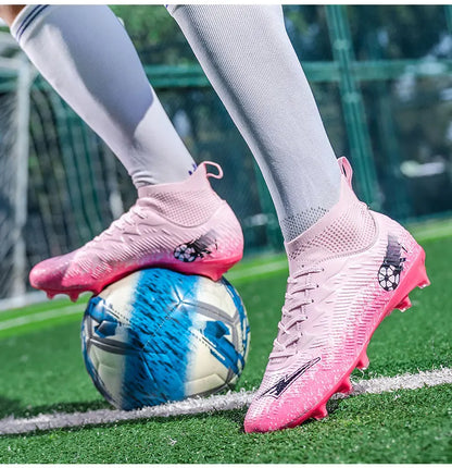 Fodboldstøvler til mænd og kvinder, high-top, skridsikre fodboldsneakers, åndbare futsal-træningssko til udendørs græs, ankelstøttende fodboldstøvler