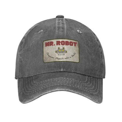 Șepci de baseball personalizate pentru bărbați, cu imprimeu anime „Computer with Sourires”, „Mr Robot”, stil retro cowboy, spălate, din denim, pălărie de soare, șapcă hip-hop