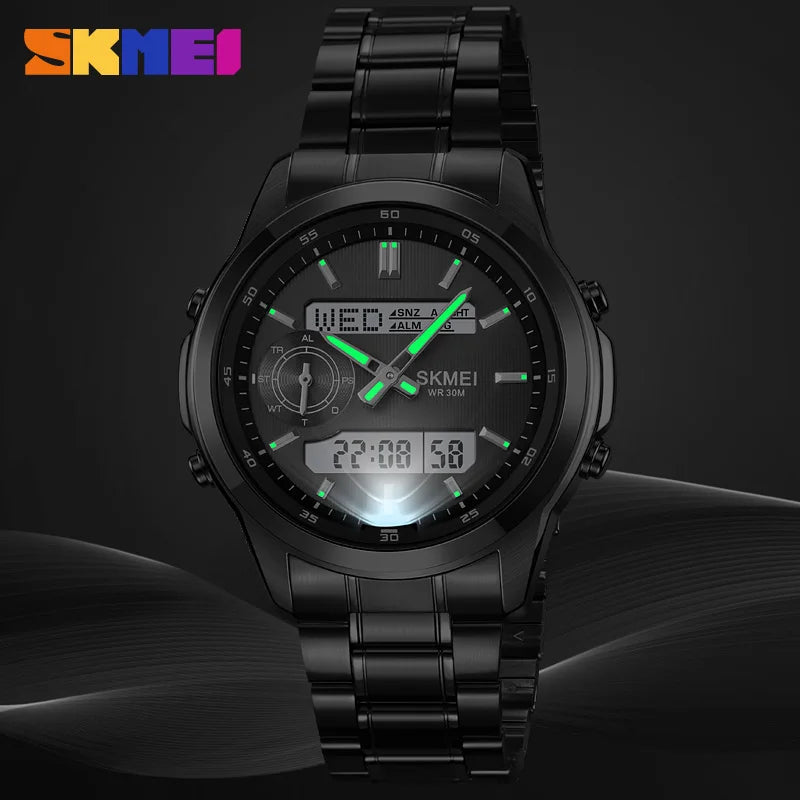 SKMEI 2284 Business Men's Electronic Multifunctional Dual Display Sports Waterproof Luminous Luxury Watch Digital Watch Reloj
